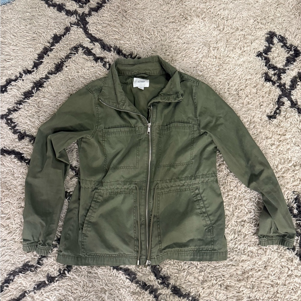 Women's Olive Green Zip-Up Jacket